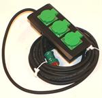 <b>Forgreningsled 3 stik m/ 10 m. gummikabel </b>